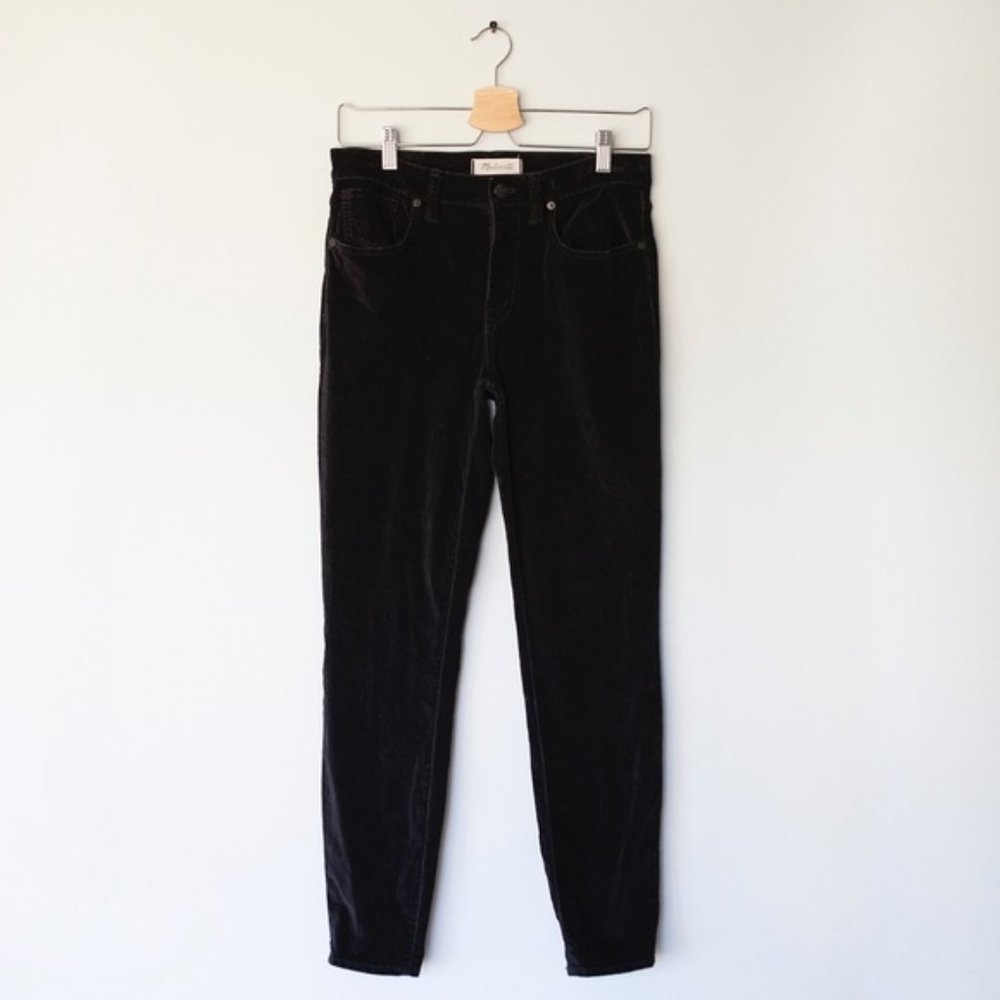 Madewell 9” High-riser Skinny Skinny Velvet Pant - Velour Dark Black - Picture 5 of 10